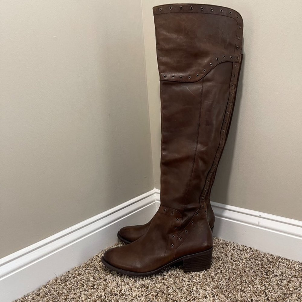 Vince Camuto - Bestan Over The Knee Leather Riding Boots - Brown - Size 10